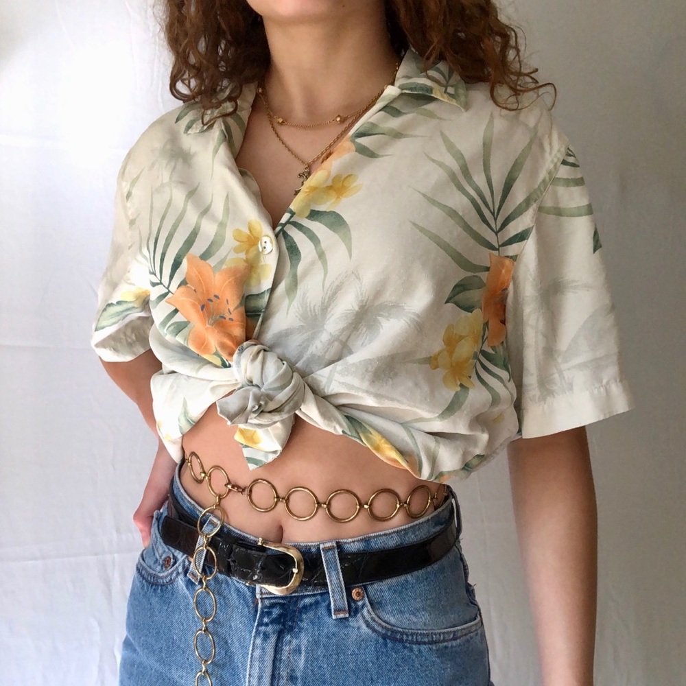 100% silk hawaiian top